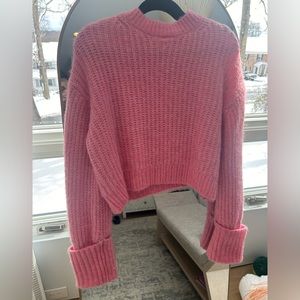 Zara Bright Pink Cozy Cropped Sweater